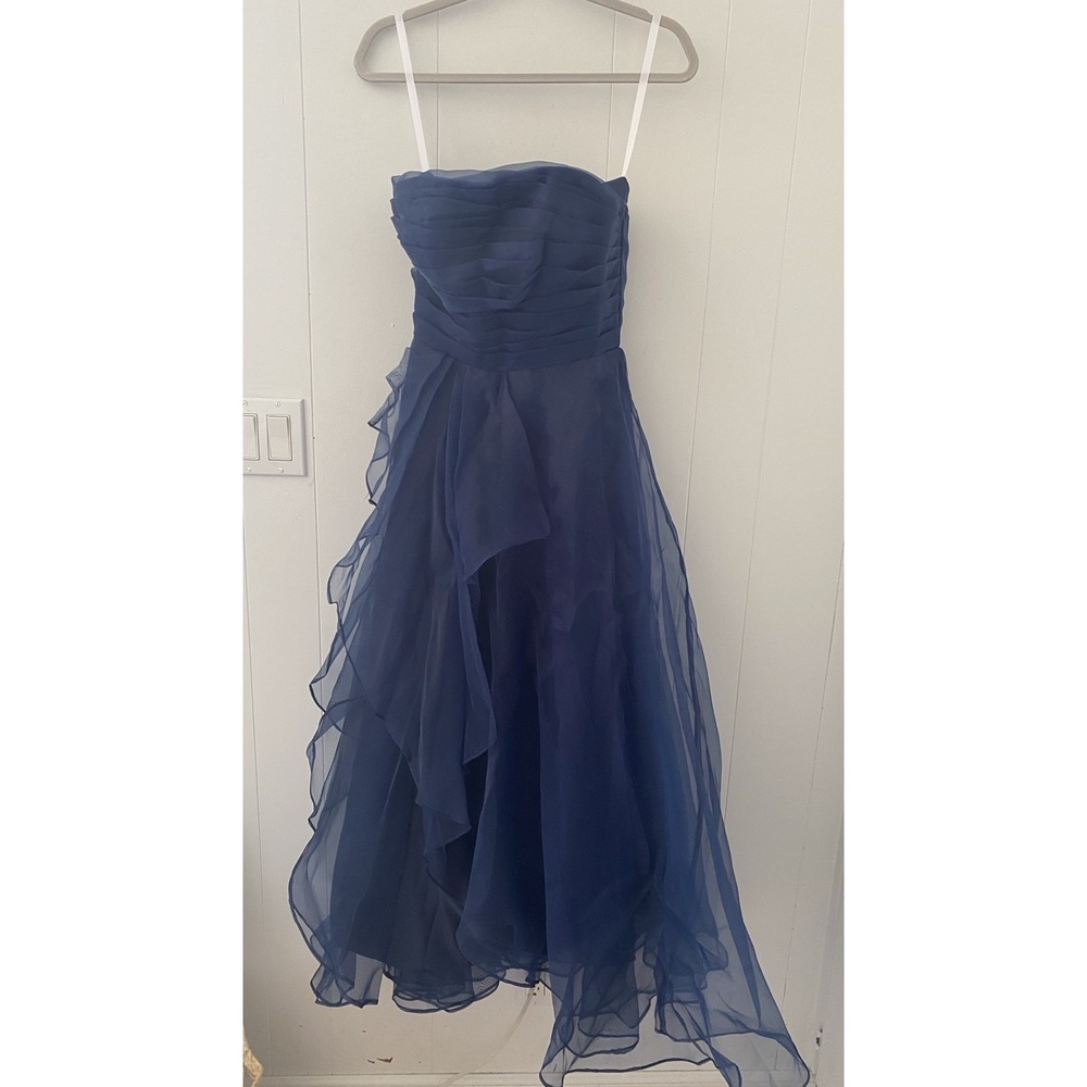 New- Wear Your Love Women's Navy Blue Stapless Formal Gown Dress Sz 2 Organza